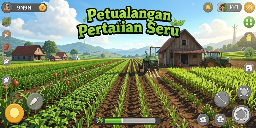 Screenshot menampilkan gameplay pertanian 9N9N yang menarik.
