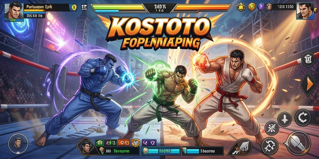 Tampilan seru pertarungan karakter KOSTOTO yang menegangkan.