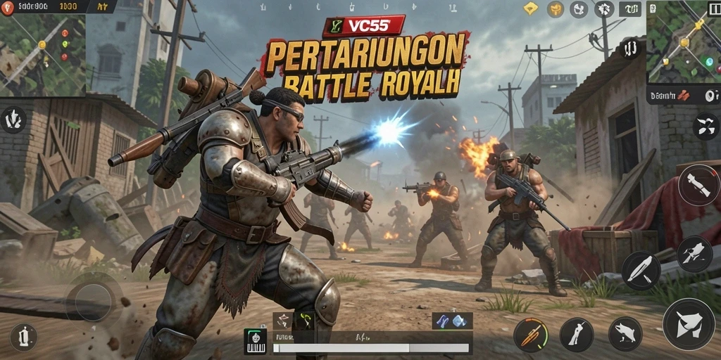 Cuplikan gameplay VC55 yang mendebarkan di medan perang Battle Royale.